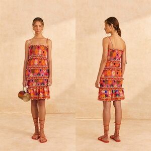 Farm Rio Coral Summer Sun Mini Dress